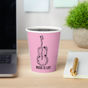 Musik Ist Leben Instrumenten Kunst   8oz Papiertas Pappbecher