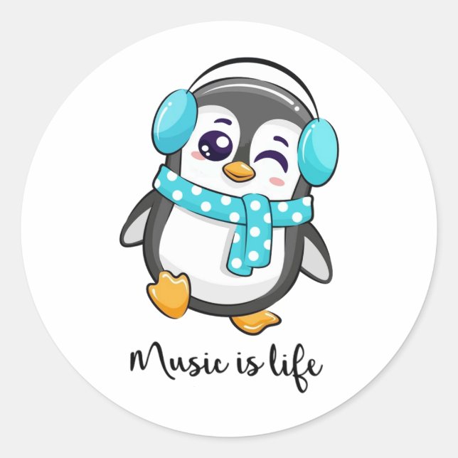 Musik ist Leben Runder Aufkleber (Vorderseite)