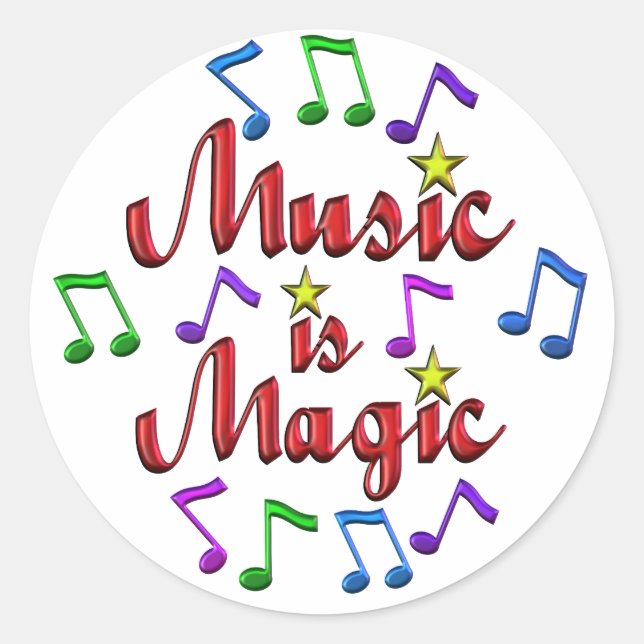 Musik ist Magie Runder Aufkleber (Vorderseite)