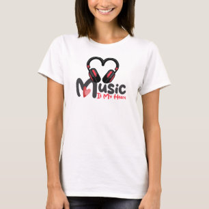 Musik ist mein Herz, Kopfhörer-Herz-Grafik  T-Shirt