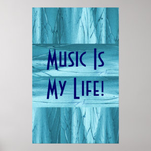 Musik ist mein Leben in blauem Chrom II Poster