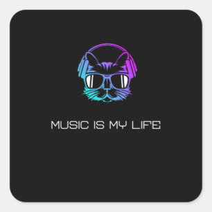 Musik ist mein Leben Quadratischer Aufkleber