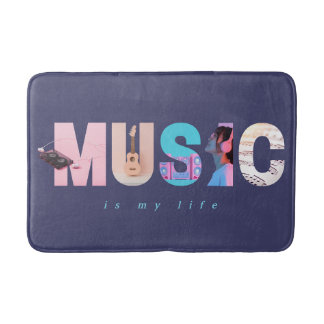 Musik ist mein Leben Retro Y2K Tech Gamer Lila Badematte