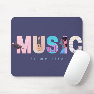 Musik ist mein Leben Retro Y2K Tech Gamer Lila Mousepad