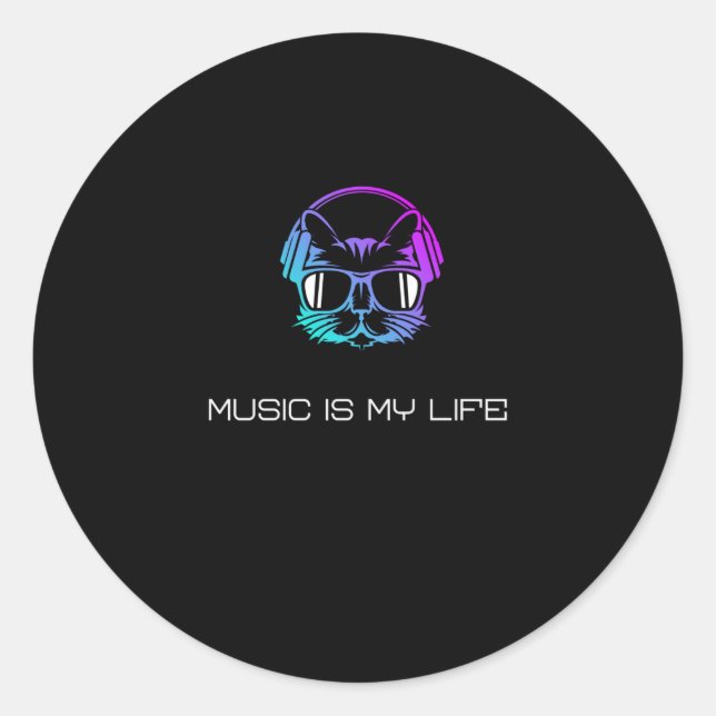 Musik ist mein Leben Runder Aufkleber (Vorderseite)