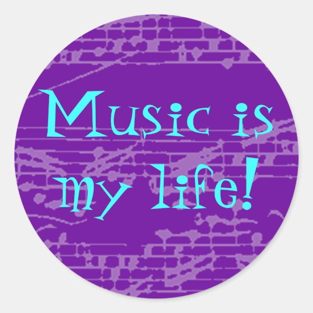 Musik ist mein Leben Runder Aufkleber (Vorderseite)