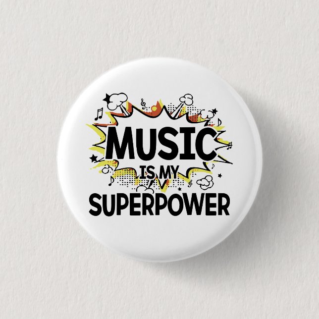 Musik ist mein Supermacht-runder Knopf Button (Vorderseite)
