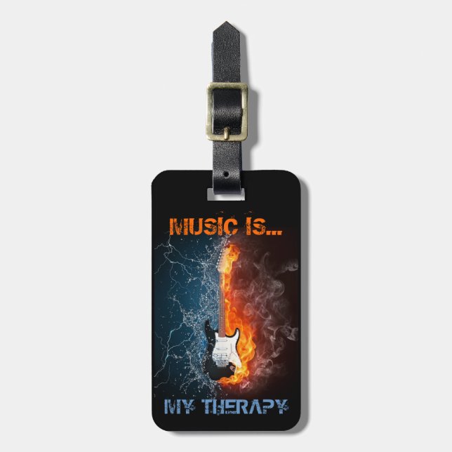 MUSIK IST MEINE THERAPIE GEPÄCKANHÄNGER (Vorderseite vertikal)