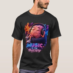 Musik ist meine Therapie Neon Grafik Brain Lounge T-Shirt