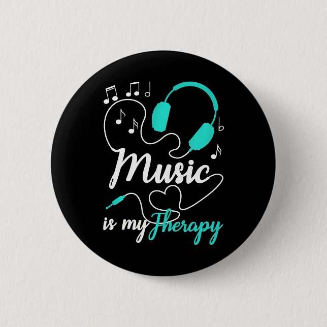 Musik ist meine Therapie Niedlich Music Lover Button (Vorderseite)