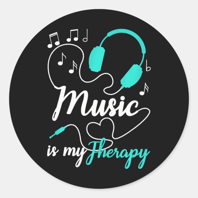 Musik ist meine Therapie Niedlich Music Lover Runder Aufkleber (Vorderseite)