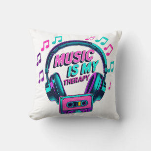 Musik ist meine Therapie - Retro-Kopfhörer-Wurfpfe Kissen