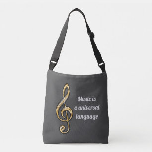 Musik ist Universell Gold Silver Clef Symbol Music Tragetaschen Mit Langen Trägern