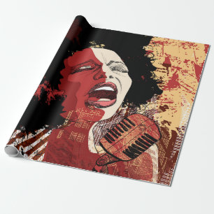 Musik Jazz - afroamerikanische Jazzsängerin auf Gr Geschenkpapier