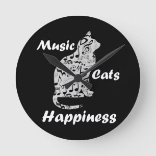 Musik Katzen Glück - Musiker Liebhaber Zitat Runde Wanduhr