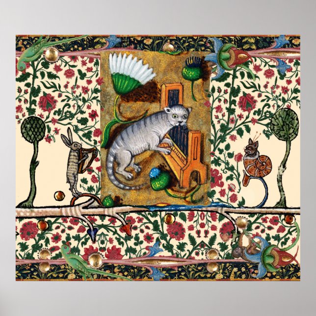 MUSIK, KATZSPIELORGAN, MEDIEVAL BESTIARY MUSIC POSTER (Vorne)