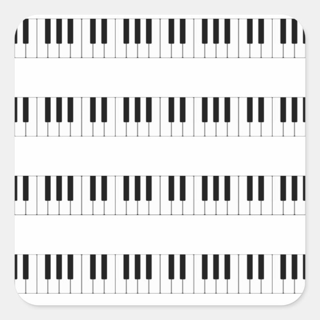 Musik: Klaviertastatur Quadratischer Aufkleber (Vorderseite)