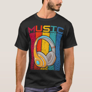 Musik Kopfhörer Headset Musiker DJ Musik Retro Ges T-Shirt