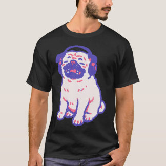 Musik Kopfhörer Mops, spielerische Pastell-Illustr T-Shirt