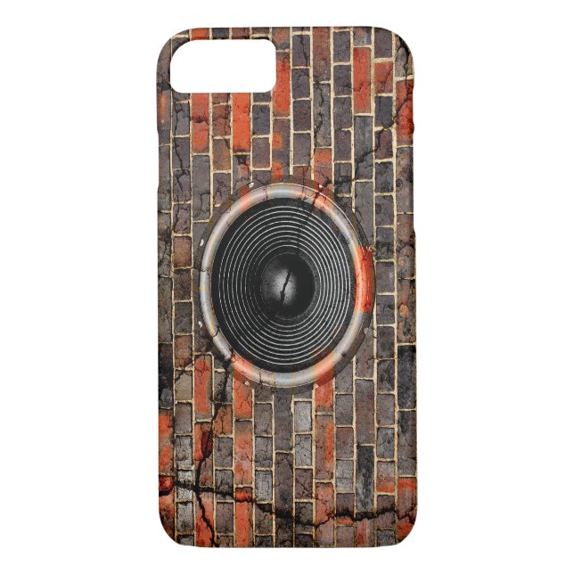 Musik-Lautsprecher an einer Backsteinwand Case-Mate iPhone Hülle (Rückseite)