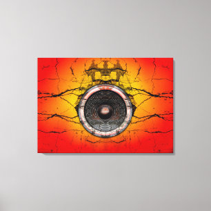 Musik-Lautsprecher an einer knackigen Wand Leinwanddruck