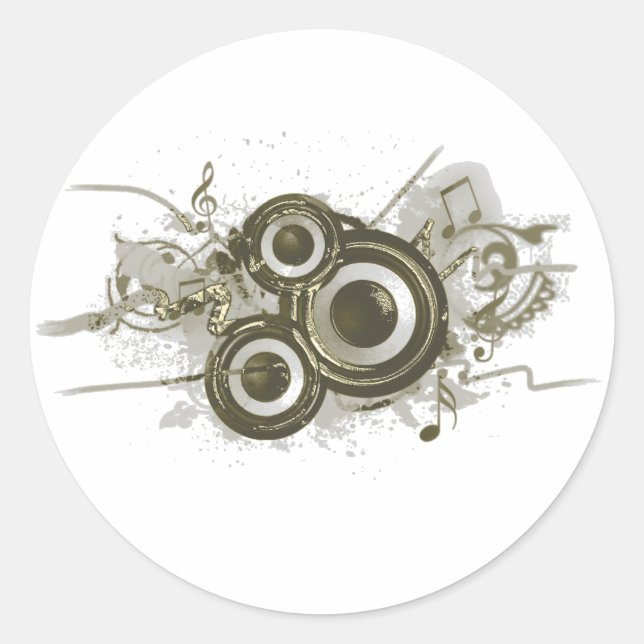 Musik - Lautsprecher Swirl Runder Aufkleber (Vorderseite)