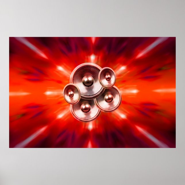 Musik-Lautsprecher und Poster mit roten Party (Vorne)