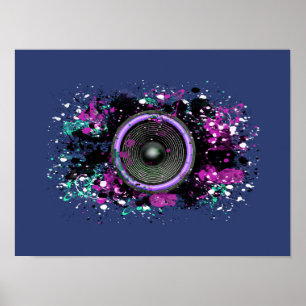 Musik-Lautsprecher und übereinander gelegte Farbe Poster