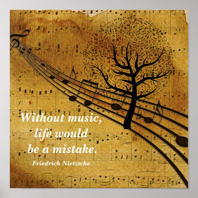 Musik - Leben ohne Musik Friedrich Nietzsche Poster (Vorne)