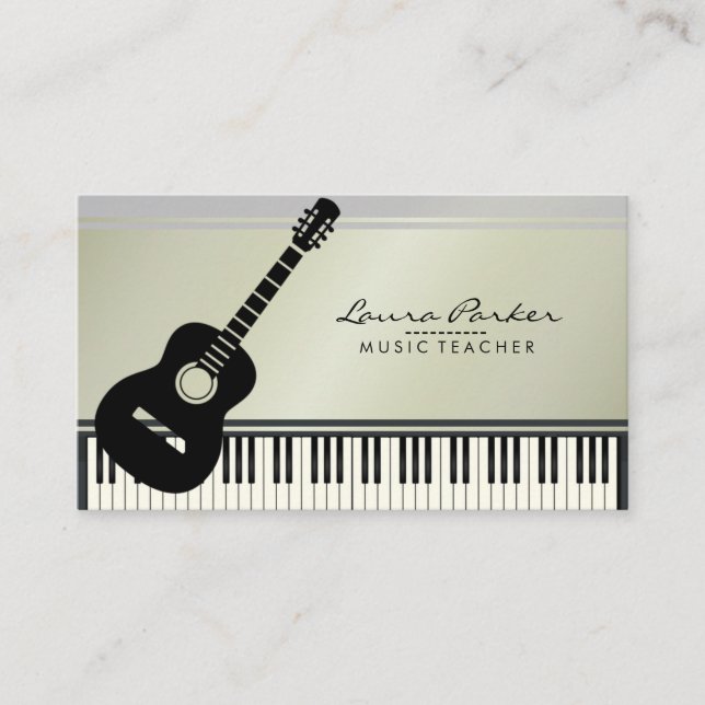 Musik-Lehrer-Gitarren-Klavier-Tastatur-Musiker Visitenkarte (Vorderseite)