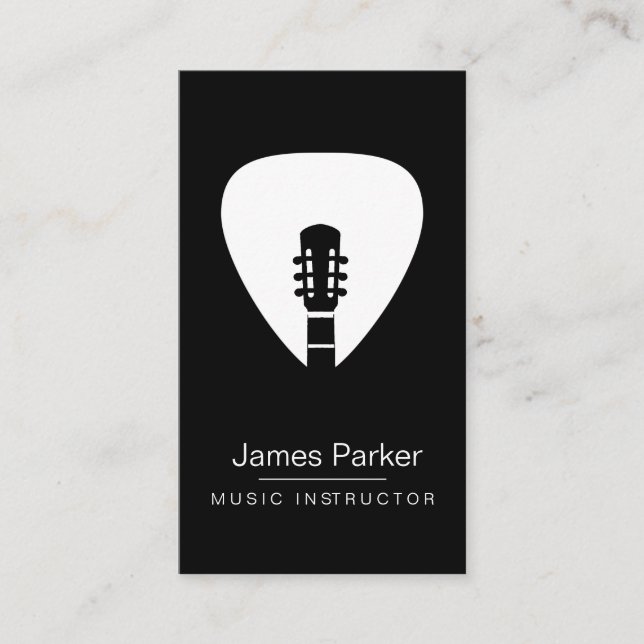 Musik-Lehrer-Gitarren-Logo-Minimalistischer Visitenkarte (Vorderseite)