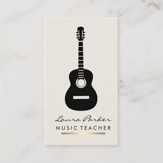 Musik-Lehrer-Gitarristinstrument Gold Visitenkarte (Vorderseite)