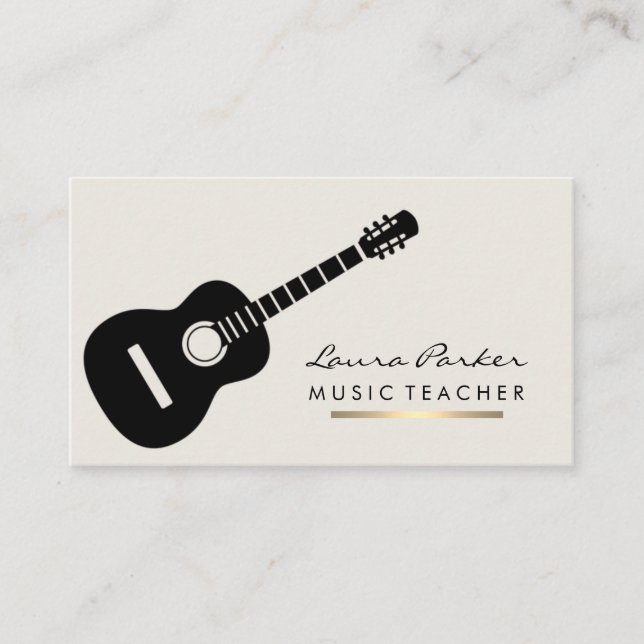 Musik-Lehrer-Gitarristinstrument Gold Visitenkarte (Vorderseite)