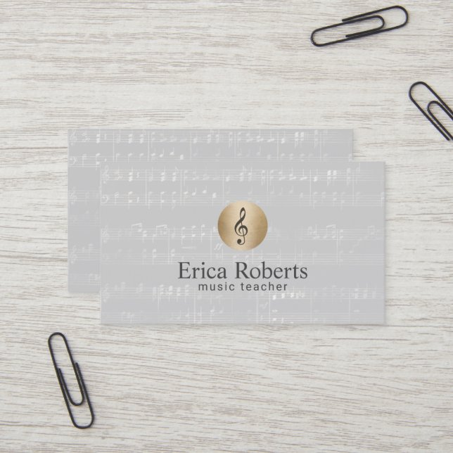 Musik-Lehrer-Goldclef-Logo-elegantes Musical Visitenkarte (Vorderseite/Rückseite Beispiel)
