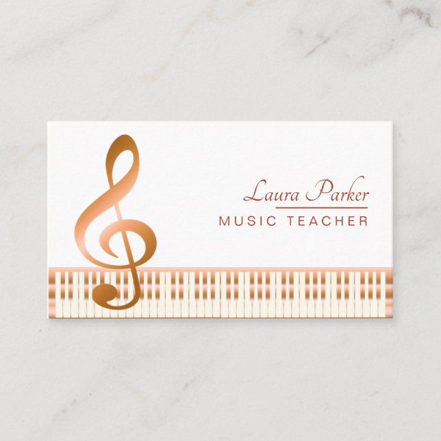 Musik-Lehrer-Klavier-Tastatur-eleganter Visitenkarte (Vorderseite)