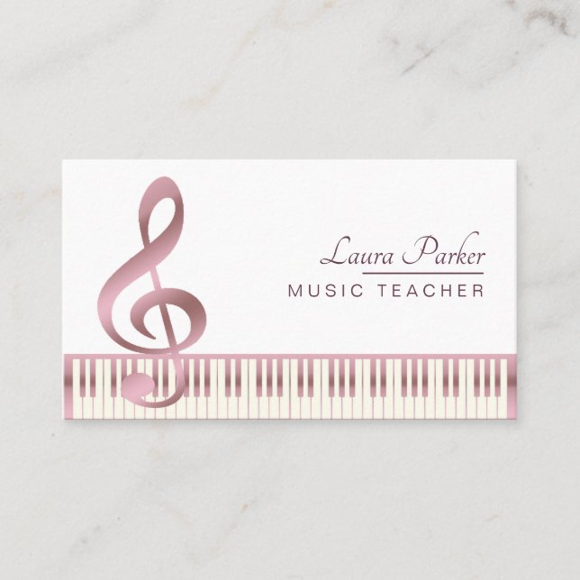Musik-Lehrer-Klavier-Tastatur-Rosen-Gold Visitenkarte (Vorderseite)