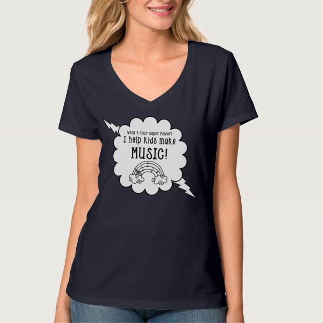 Musik-Lehrer-T - Shirt "was ist Ihr SuperPower? " (Vorderseite)