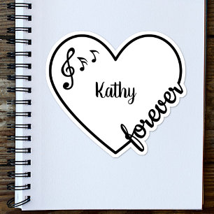 Musik - Liebe - Herz-Linie Individuelle Name Aufkleber