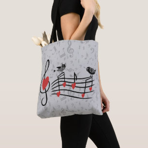 Musik-Liebe-Vögel auf grauen musikalischen Tasche