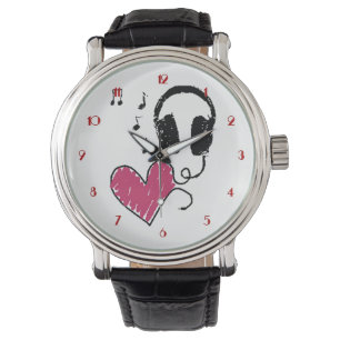 Musik Liebhaber von Hörkopfhörern Armbanduhr