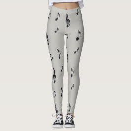 Musik liebt musikalische Note Schwarz und Grau Leggings