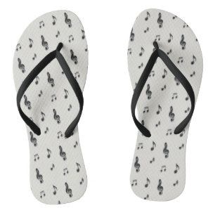 Musik Lover Musical Note Pattern Schwarz und Grau Flip Flops