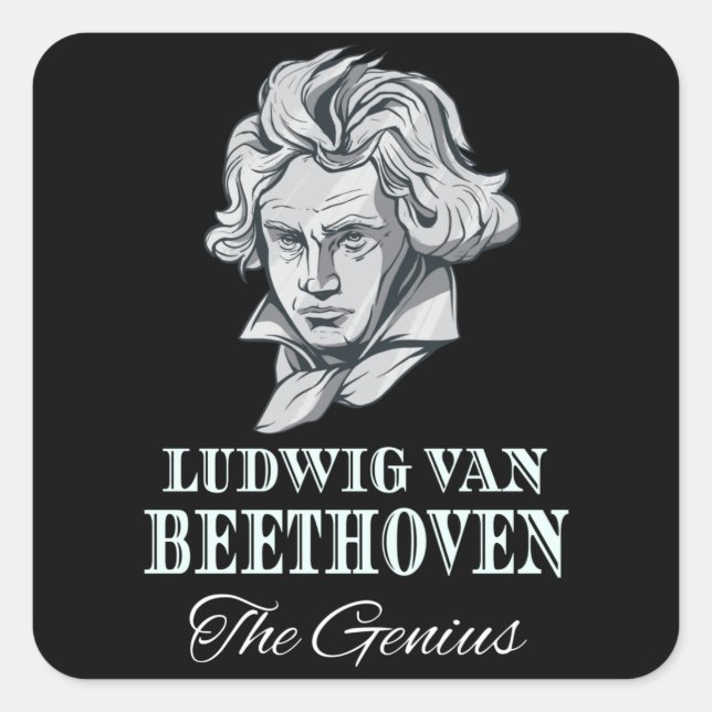 Musik - Ludwig van Beethoven Das Genie Quadratischer Aufkleber (Vorderseite)