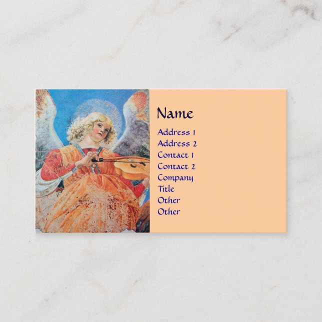 MUSIK MACHEN CHRISTMAS ANGEL Blue Peach Visitenkarte (Vorderseite)