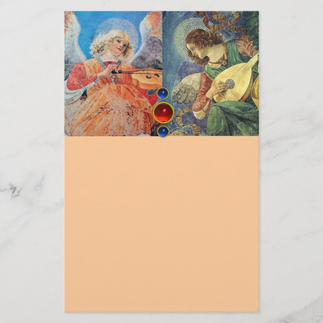 MUSIK MACHEN CHRISTMAS ANGELS, Blue Peach Briefpapier (Vorderseite)