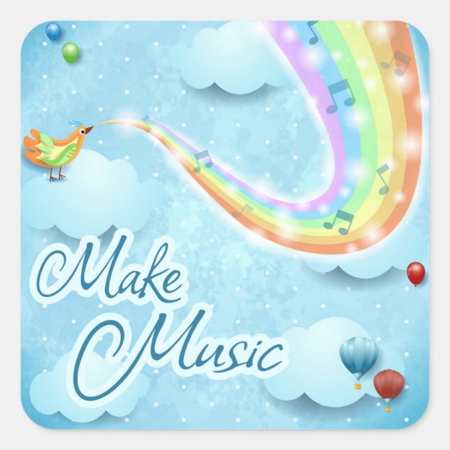 Musik machen, digitale Kunst Quadratischer Aufkleber (Vorderseite)