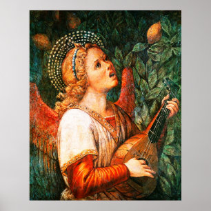 MUSIK MACHENDER WEIHNACHTSENGEL Mandolinspieler Poster