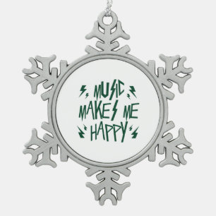 Musik macht mich glücklich schneeflocken Zinn-Ornament
