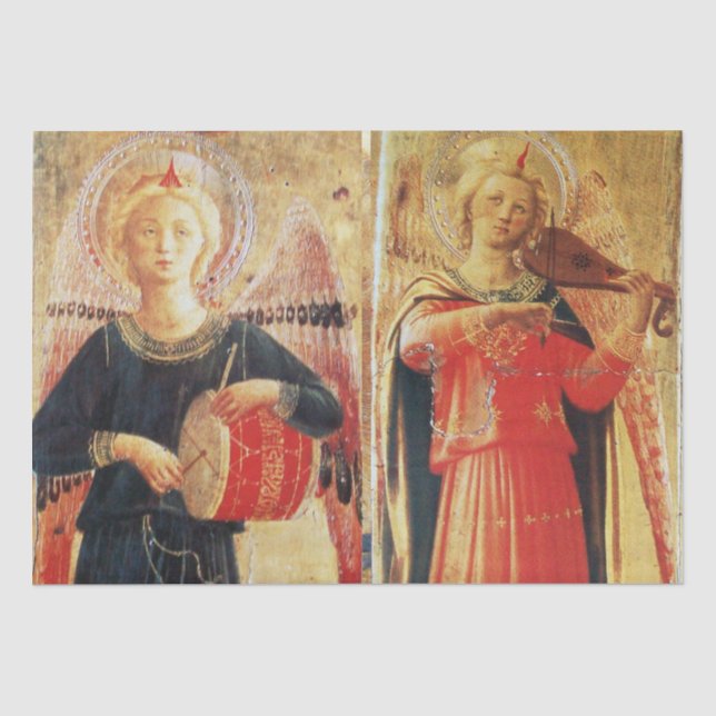 MUSIK MAKING ANGELN IN ROT UND GOLD Weihnachten Seidenpapier (Vorderseite)