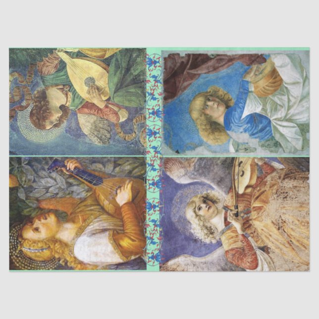 MUSIK MAKING CHRISTMAS ANGELN MIT BLUE FLORAL SEIDENPAPIER (Vorderseite)